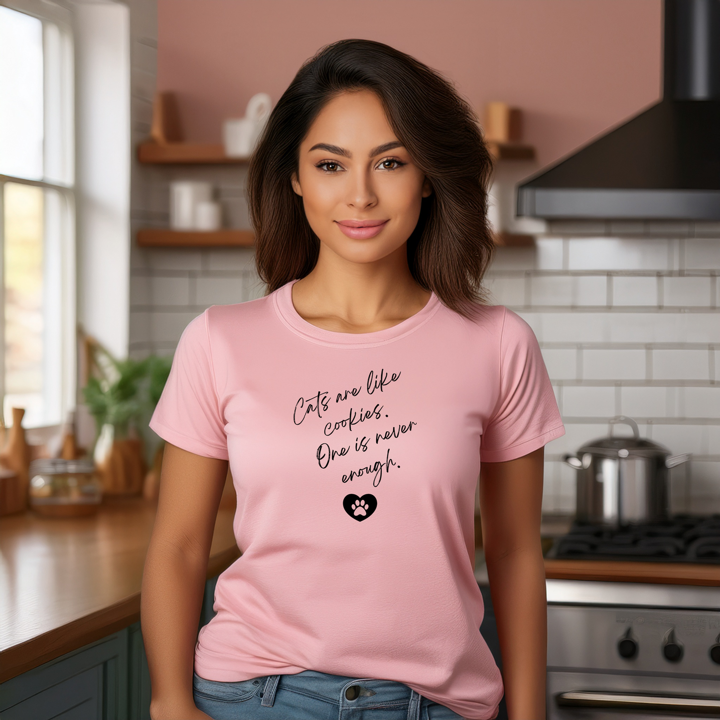 CATS ARE LIKE COOKIES Premium Cotton T-Shirt with Cursive Text Design – Unisex Fit