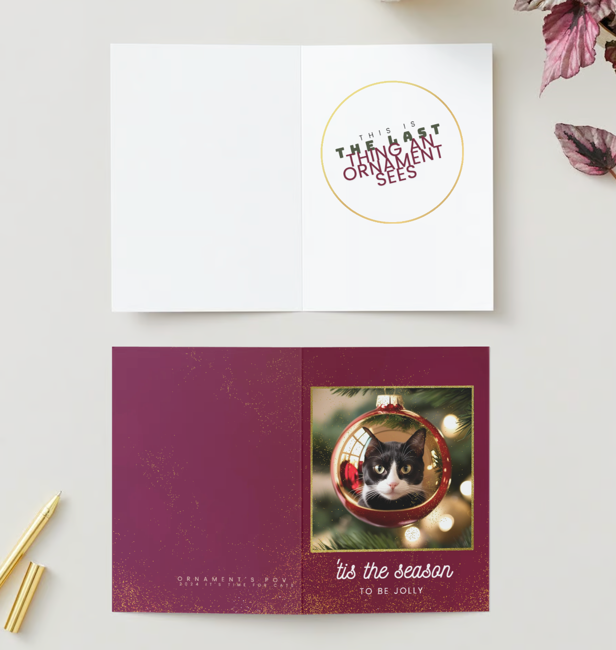 TUXEDO CAT ORNAMENT Pack of 10 Greeting Cards (US & CA)