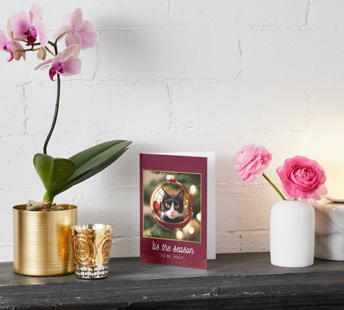TUXEDO CAT ORNAMENT Pack of 10 Greeting Cards (US & CA)