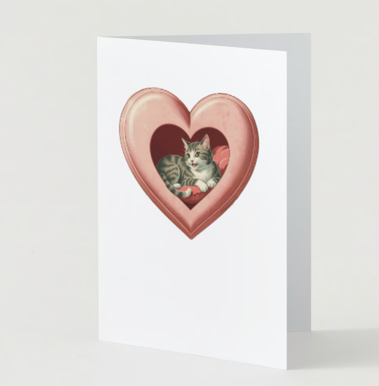 PINK HEART CAT Pack of 10 Valentine's Day Greeting Cards (US & CA)