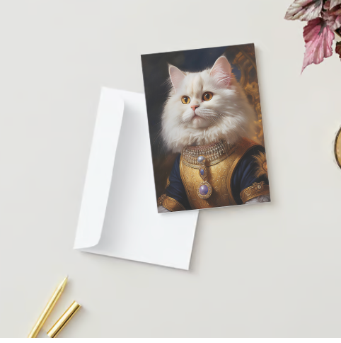 WHITE PERSIAN CAT Pack of 10 Holiday Greeting Cards (US & CA)