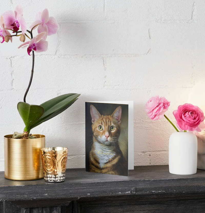 TABBY CAT GENTLEMAN Pack of 10 Christmas Greeting Cards (US & CA)