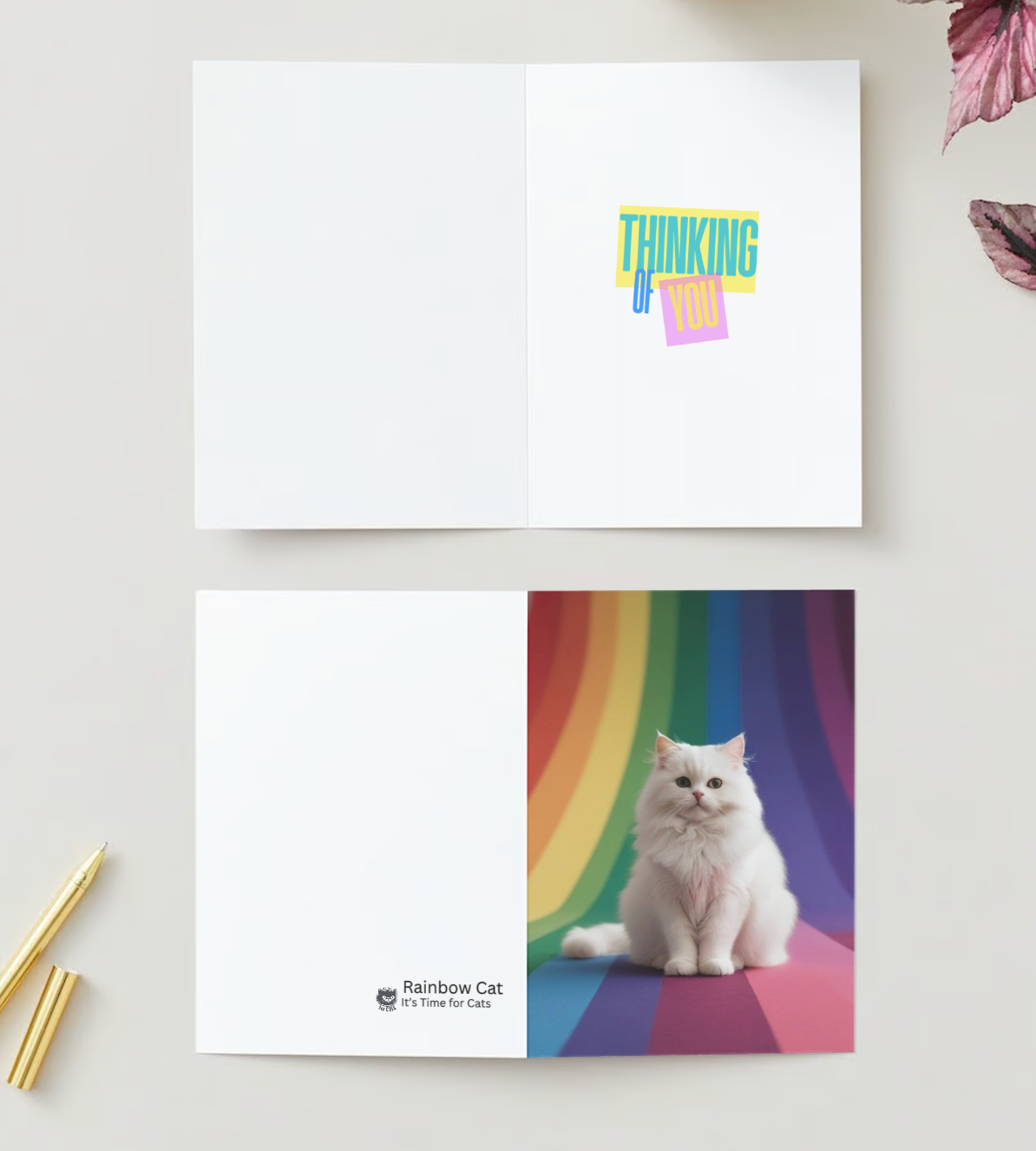 THINKING OF YOU Pack of 10 Greeting Cards Sympathy Pet Cat Loss (US & CA)