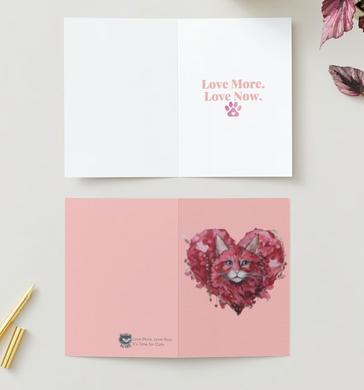CAT PORTRAIT HEART - Greeting Cards Pack of 10 Perfect for Valentine's Day & Anniversaries