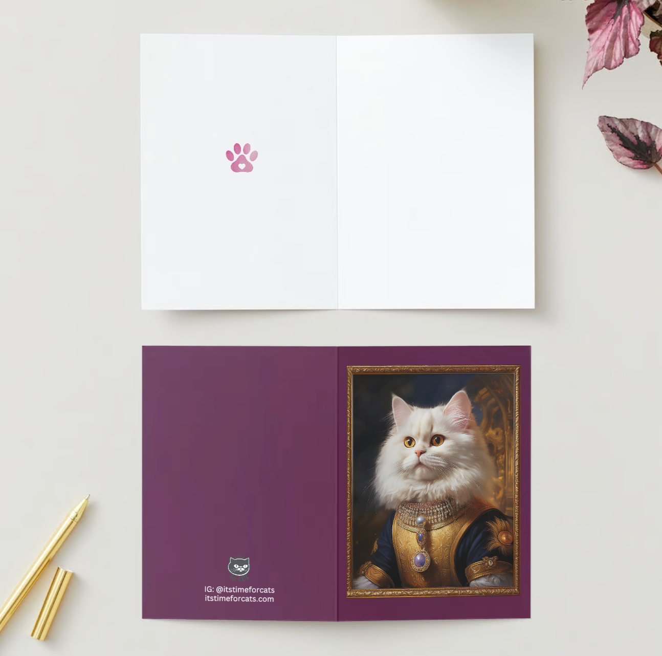 BAROQUE PERSIAN BREED CAT - Pack of 10 - Blank Greeting Cards