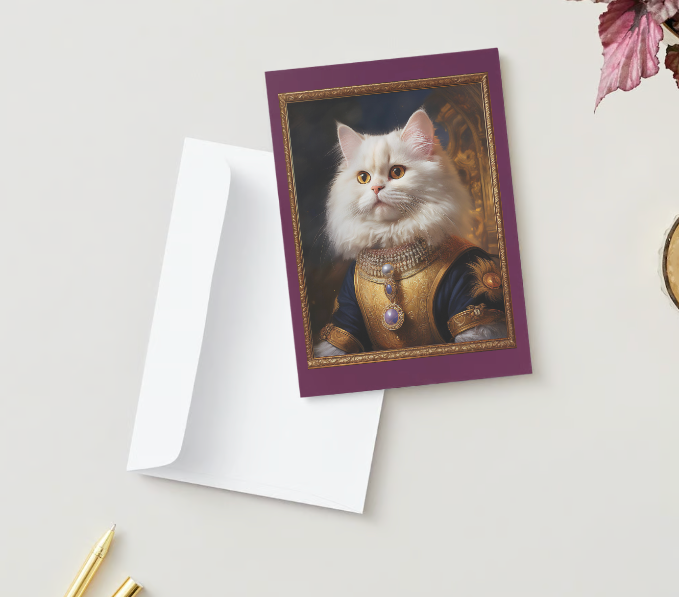 BAROQUE PERSIAN BREED CAT - Pack of 10 - Blank Greeting Cards