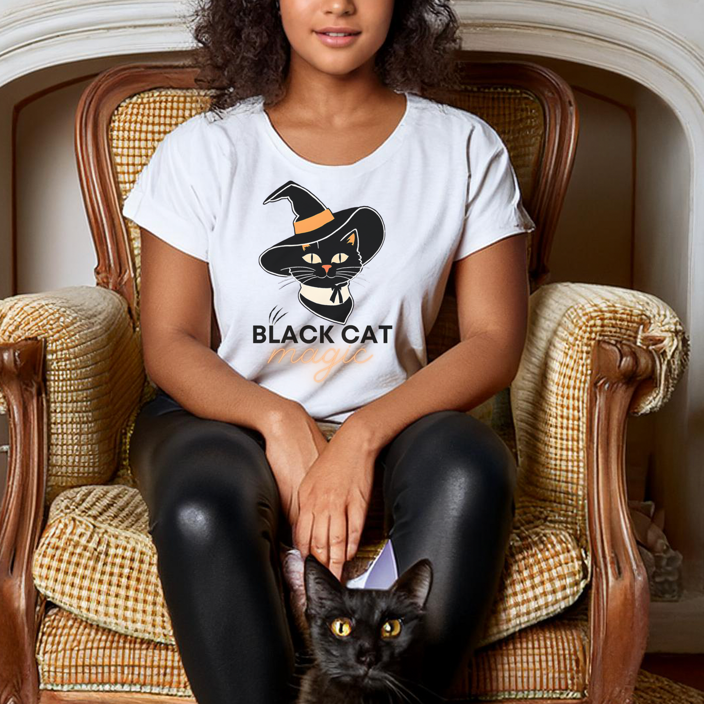 BLACK CAT MAGIC (Premium Unisex Crewneck T-Shirt)