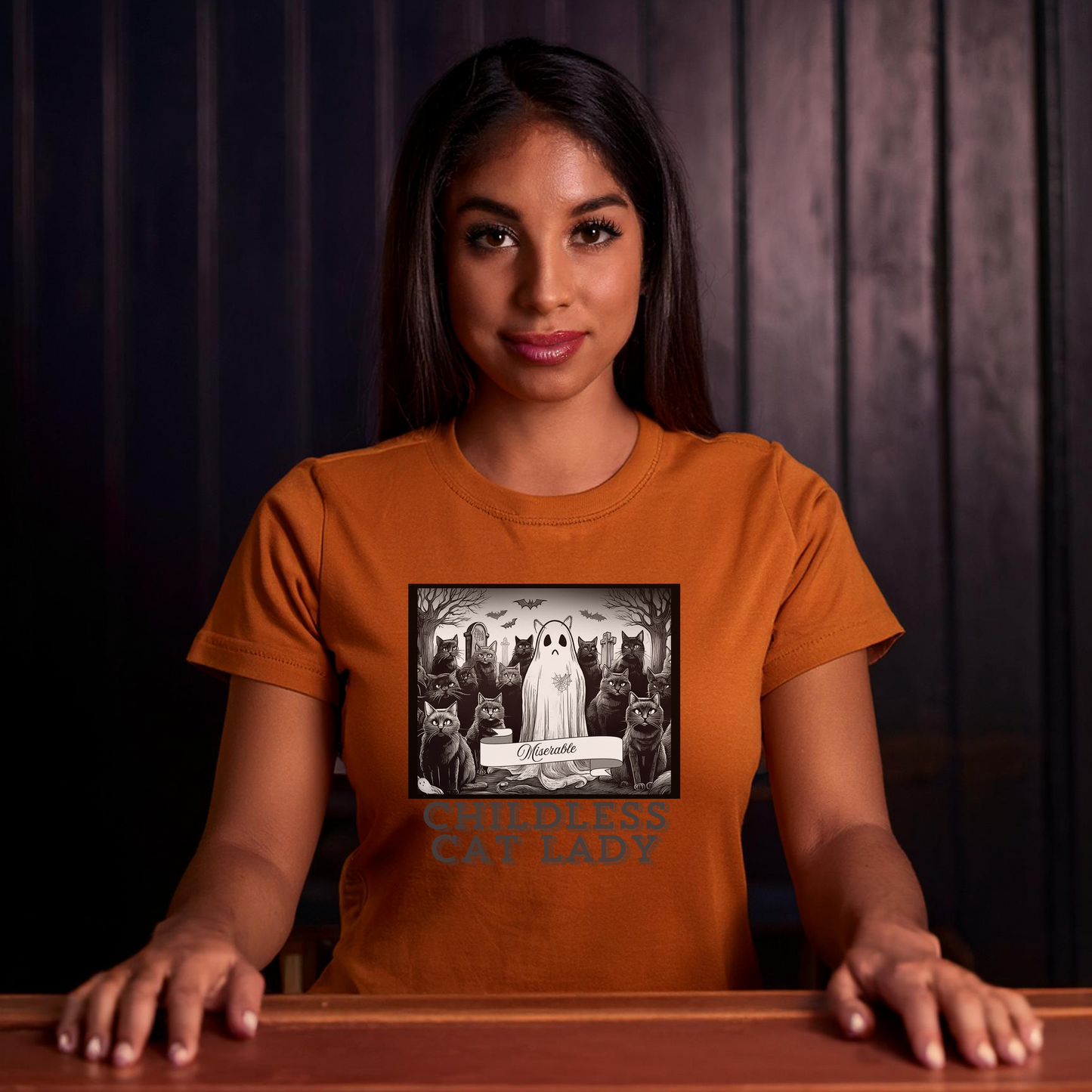 MISERABLE CHILDLESS CAT LADY - GHOST (Premium Unisex Crewneck T-Shirt)