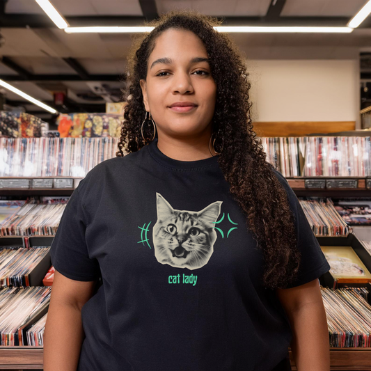 CAT LADY BRATCORE GREEN (Premium Unisex Crewneck T-Shirt)