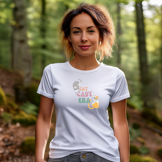 CAT LADY ERA Tee Shirt Cheerful Tee with Cat Drawings and Vibrant Print