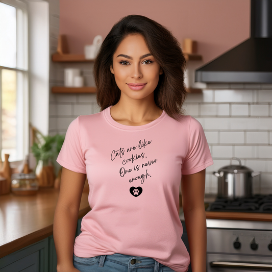 CATS ARE LIKE COOKIES Premium Cotton T-Shirt with Cursive Text Design – Unisex Fit
