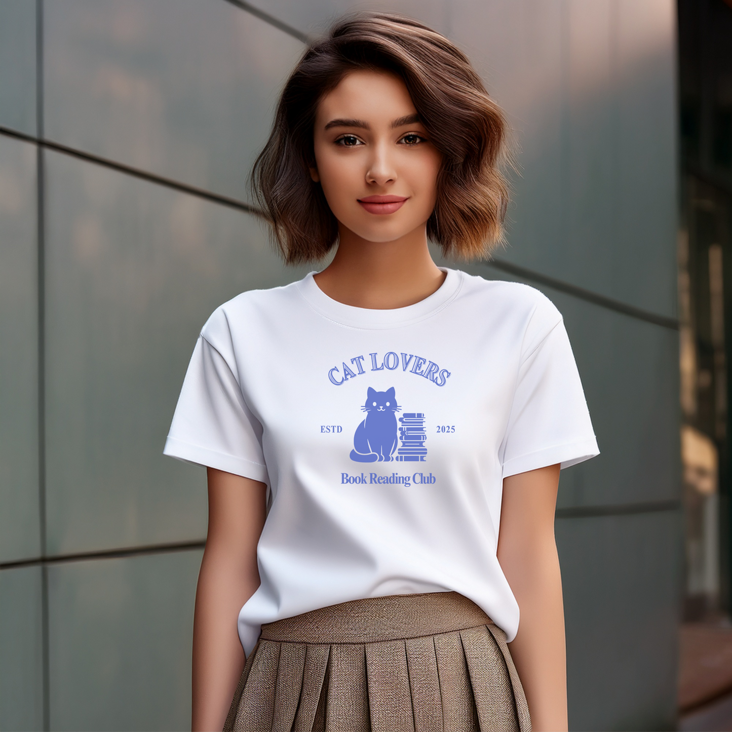 CAT LOVER BOOK READING CLUB T-Shirt – Soft Unisex Tee with Blue Print