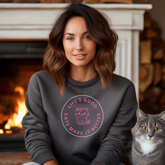 GOOD LIFE CATS (Classic Unisex Crewneck Sweatshirt)