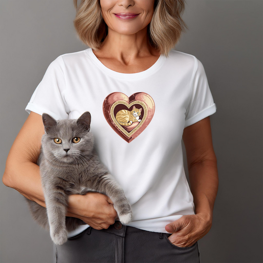 RED TABBY CAT HEART LOCKET Classic Unisex Crewneck T-Shirt