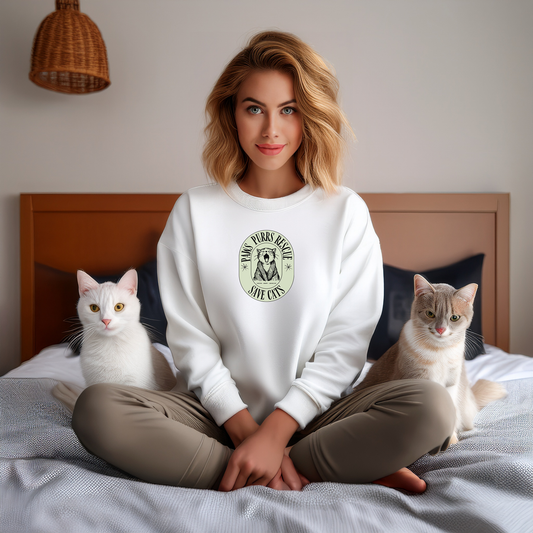 PAWS PURRS RESCUE SAVE CATS Sweatshirt – Sleepy Yawning Cat Design Unisex