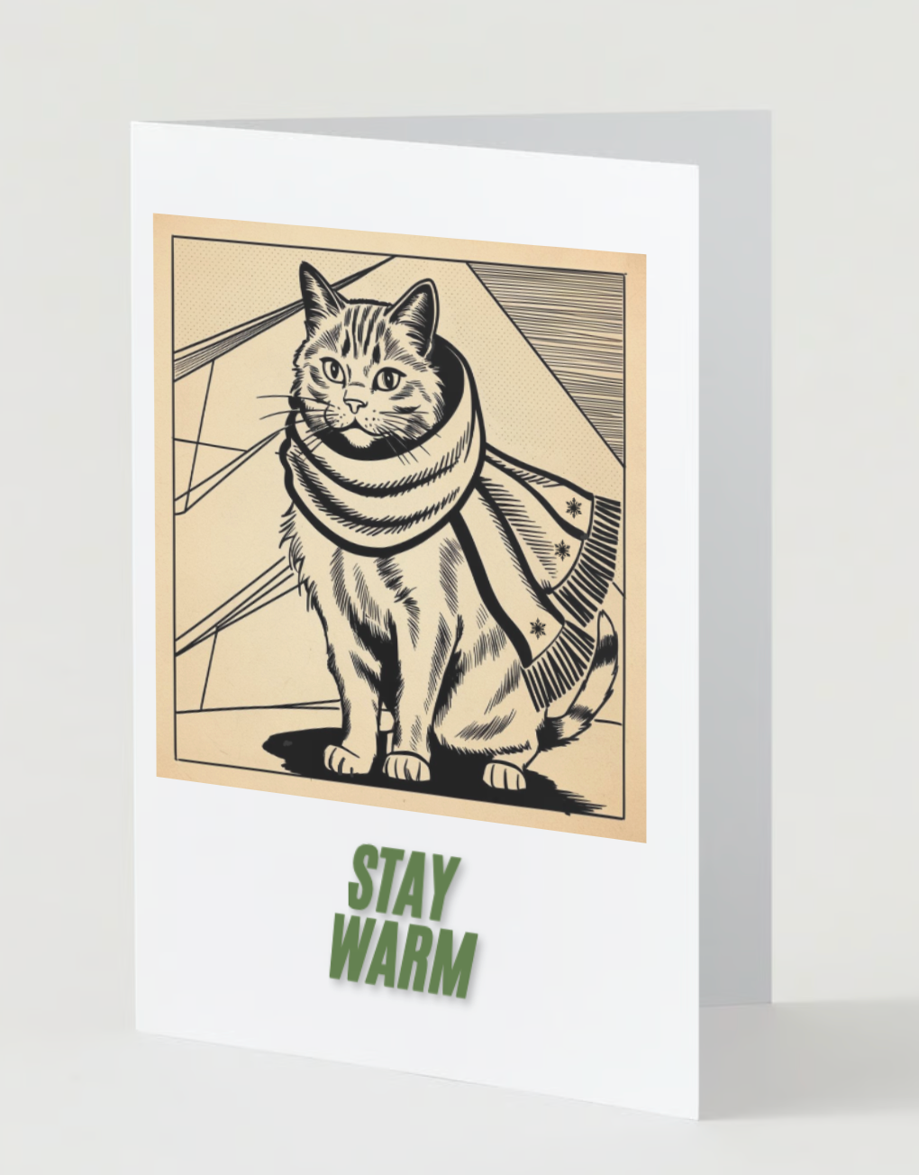STAY WARM CAT Pack of 10 Holiday Greeting Cards (US & CA)