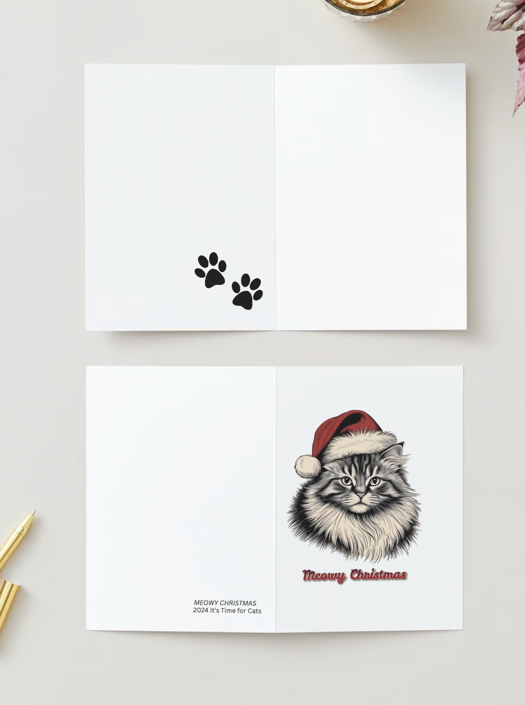 MEOWY CHRISTMAS Pack of 10 Christmas Greeting Cards (US & CA)