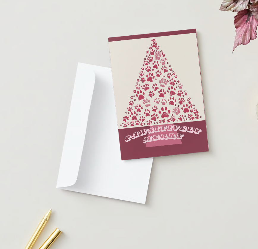 PAWSITIVELY MERRY Pack of 10 Christmas Greeting Cards (US & CA)