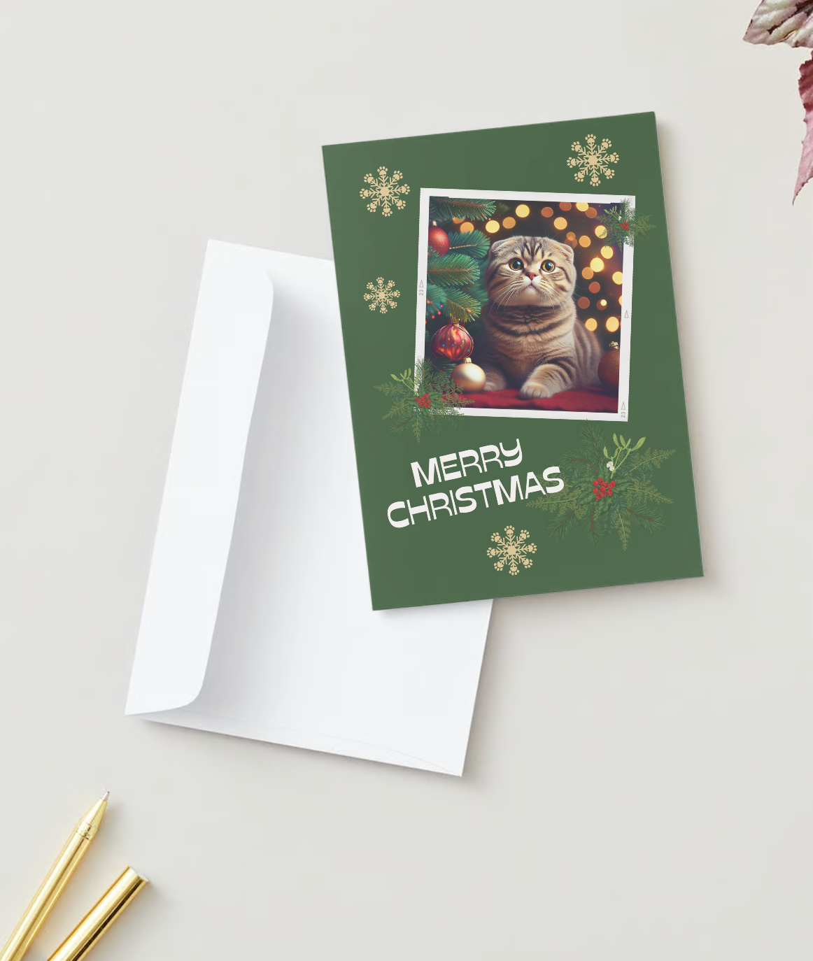 SCOTTISH FOLD CAT Pack of 10 Christmas Greeting Cards (US & CA)