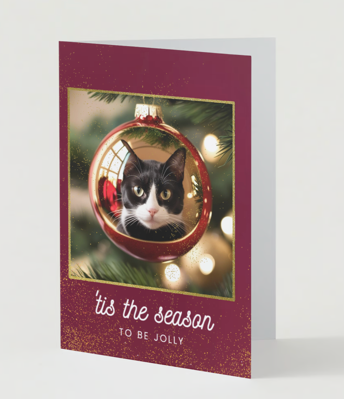 TUXEDO CAT ORNAMENT Pack of 10 Greeting Cards (US & CA)