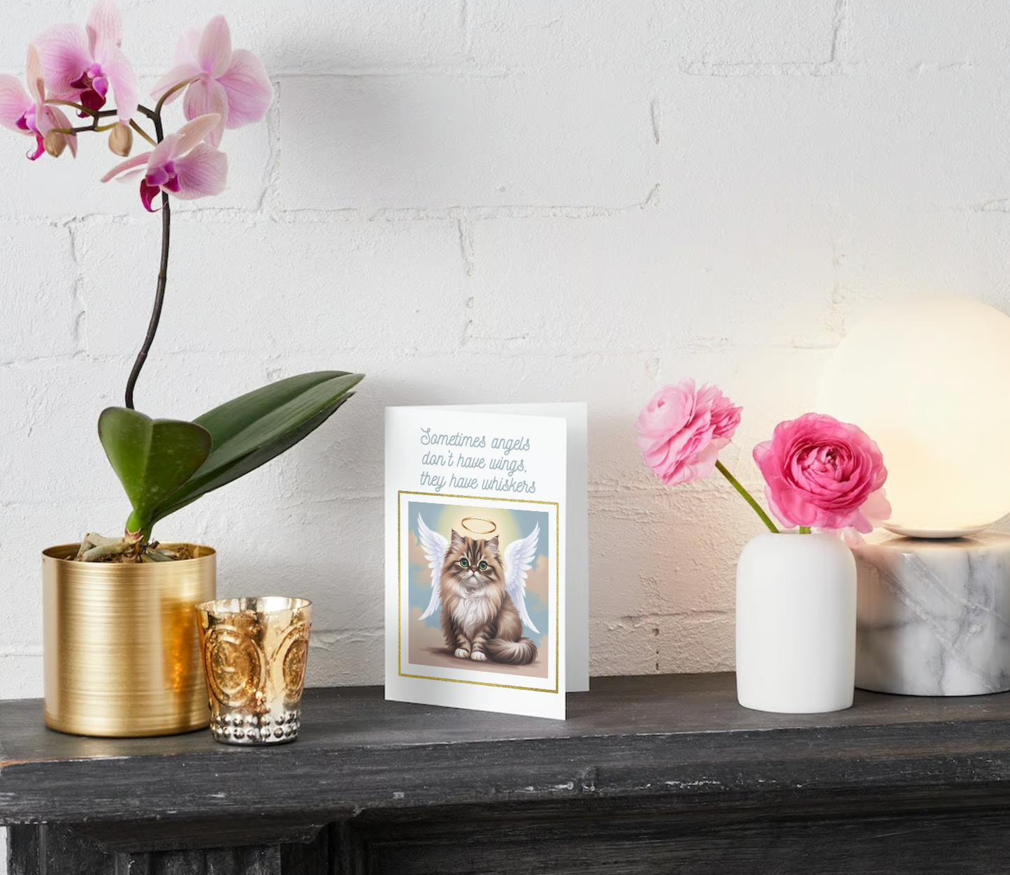 ANGEL CAT SYMPATHY Pack of 10 Pet Loss Sympathy Cards (US & CA)