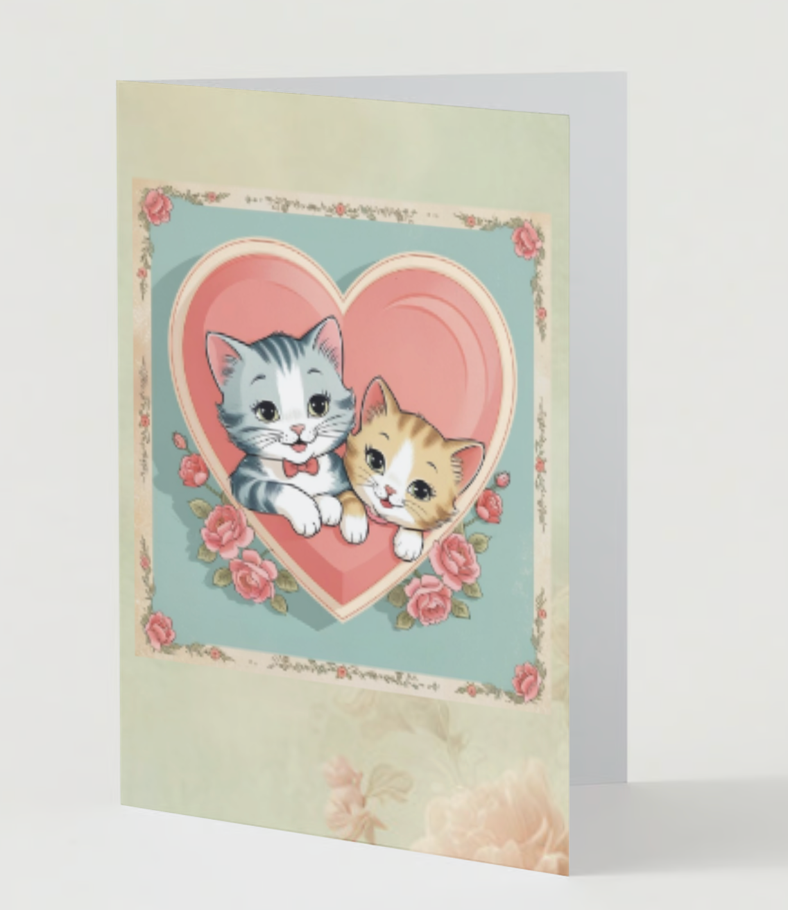 RETRO KITTENS VALENTINE Greeting Card Set (Pack of 10) (US & CA)
