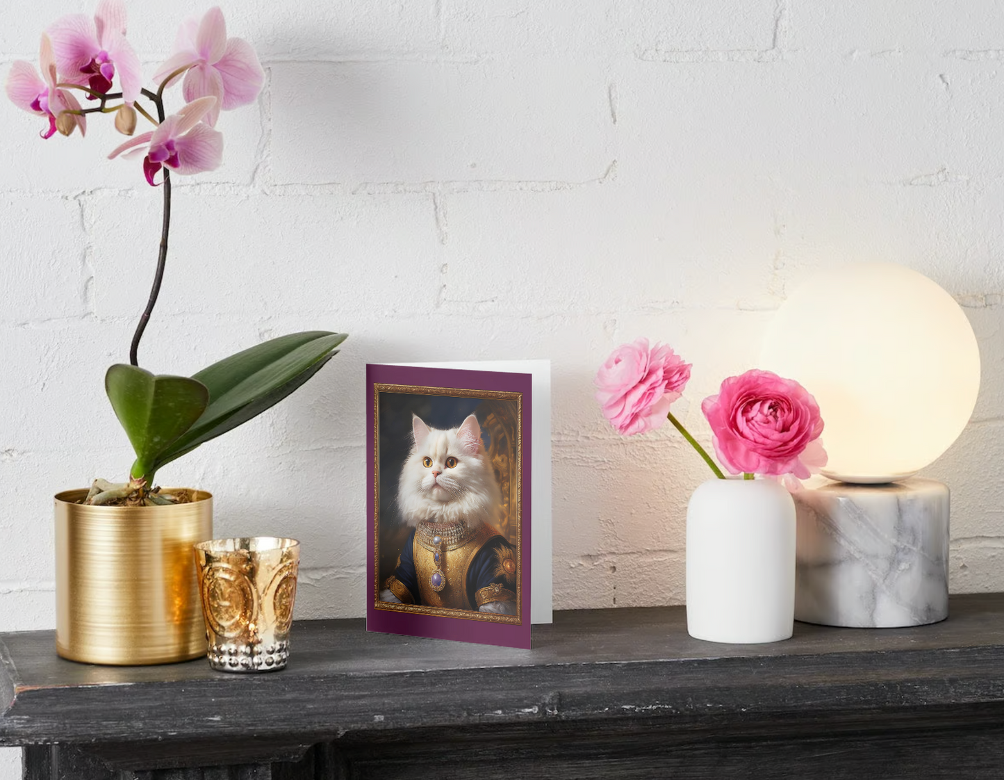 BAROQUE PERSIAN BREED CAT - Pack of 10 - Blank Greeting Cards