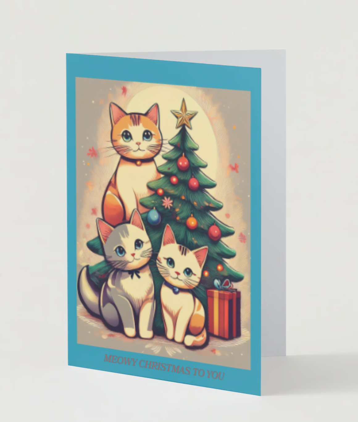 MEOWY CHRISTMAS TRIO Pack of 10 Christmas Greeting Cards (US & CA)