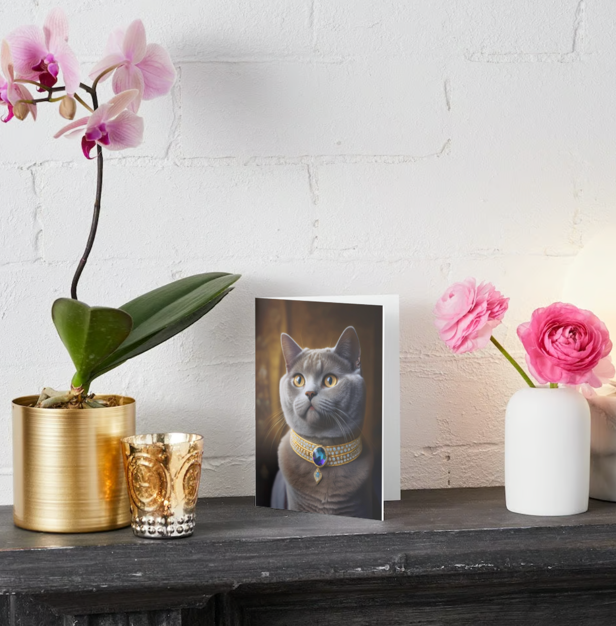 BRITISH SHORTHAIR CAT Pack of 10 Christmas Greeting Cards (US & CA)