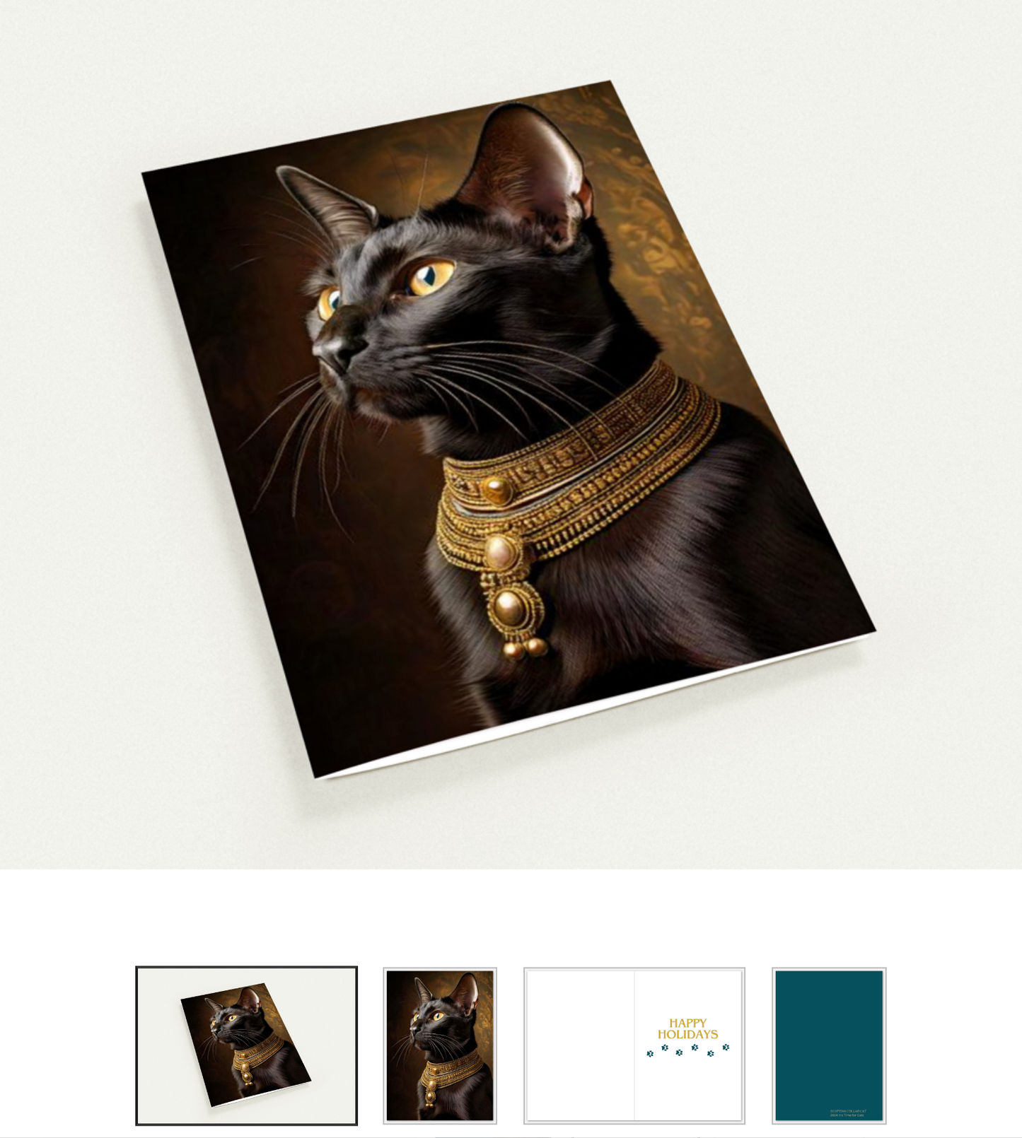 EGYPTIAN STYLE CAT Pack of 10 Holiday Greeting Cards (US & CA)