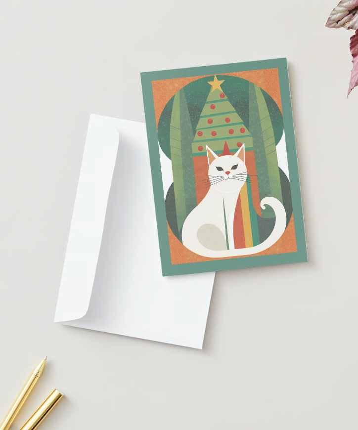 MID-CENTURY MOD Pack of 10 Holiday Greeting Cards (US & CA)