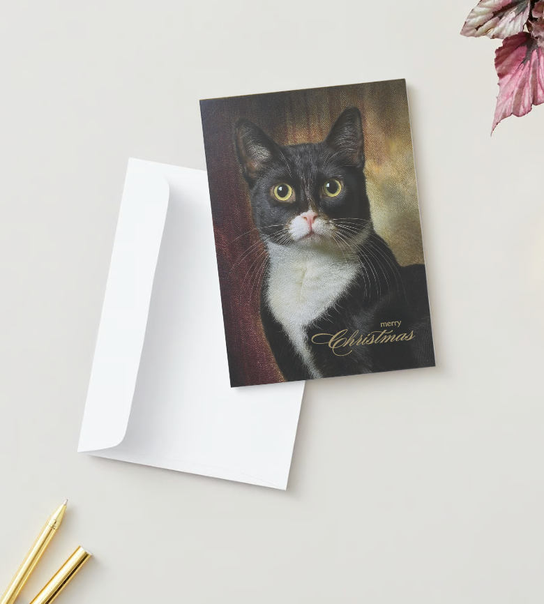 TUXEDO CAT GENTLEMAN Pack of 10 Christmas Greeting Cards (US & CA)