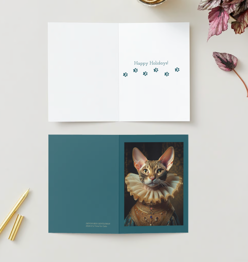 DEVON REX RUFF Pack of 10 Holiday Greeting Cards (US & CA)