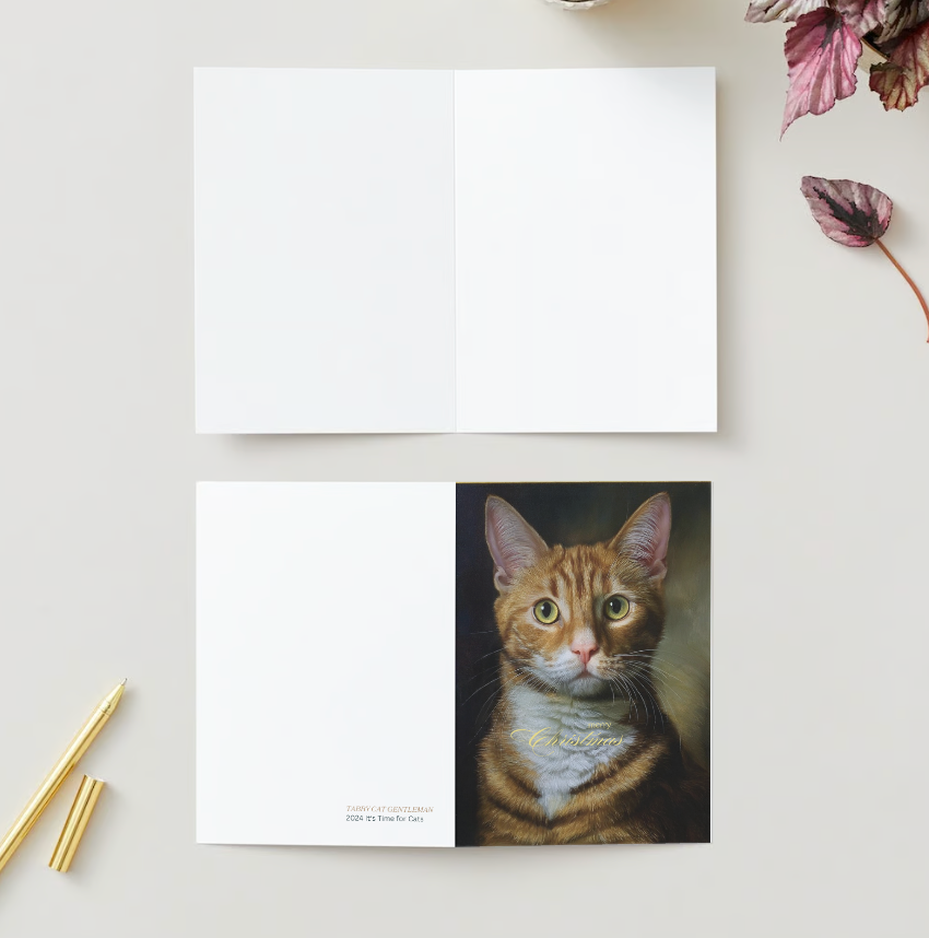 TABBY CAT GENTLEMAN Pack of 10 Christmas Greeting Cards (US & CA)