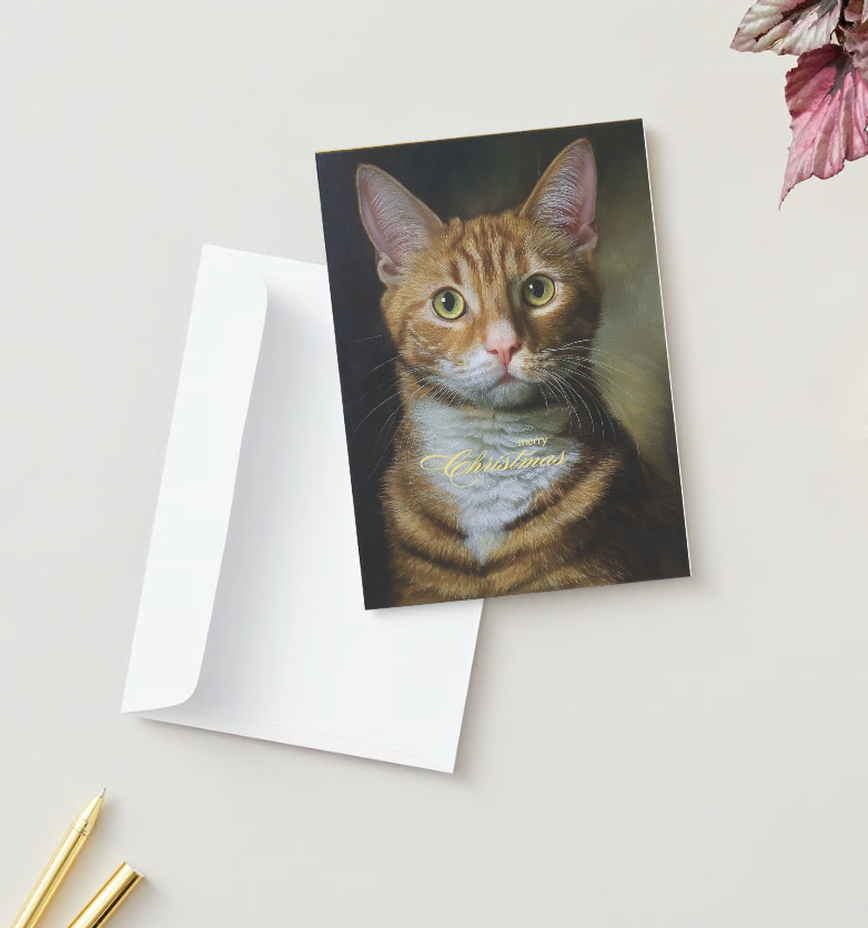 TABBY CAT GENTLEMAN Pack of 10 Christmas Greeting Cards (US & CA)