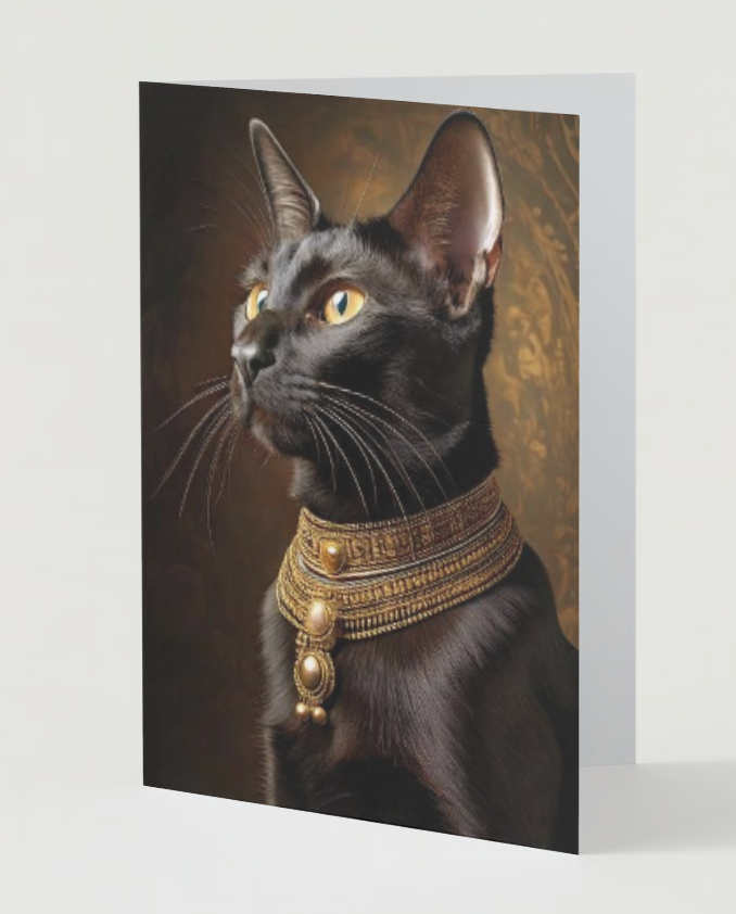 EGYPTIAN STYLE CAT Pack of 10 Holiday Greeting Cards (US & CA)