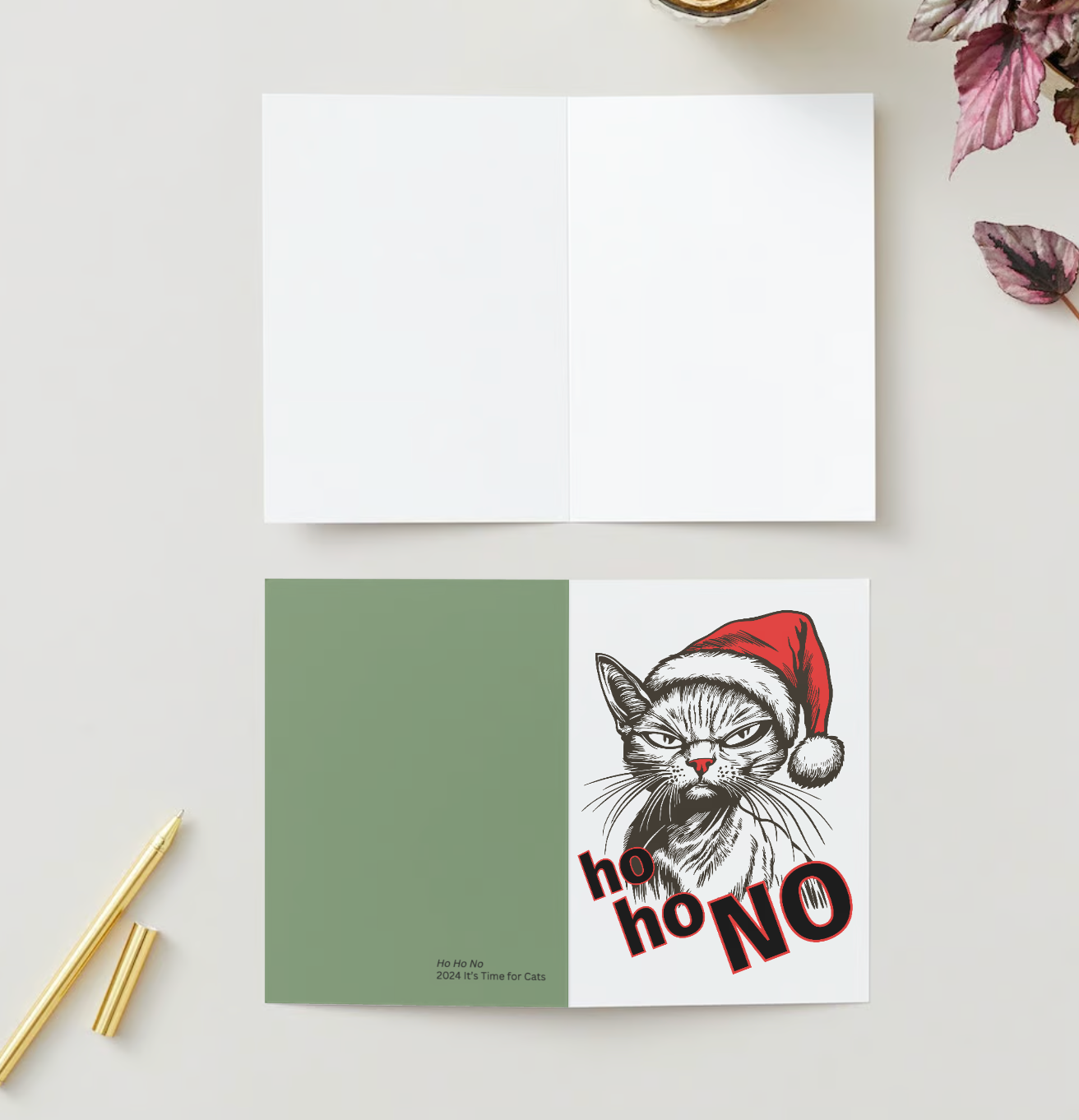 HO HO NO Pack of 10 Christmas Greeting Cards (US & CA)