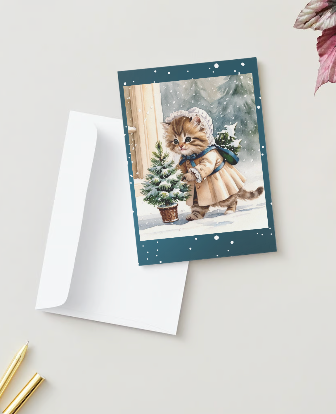 VICTORIAN CHRISTMAS KITTEN (Christmas Greeting Cards - Pack of 10 Festive Cards)
