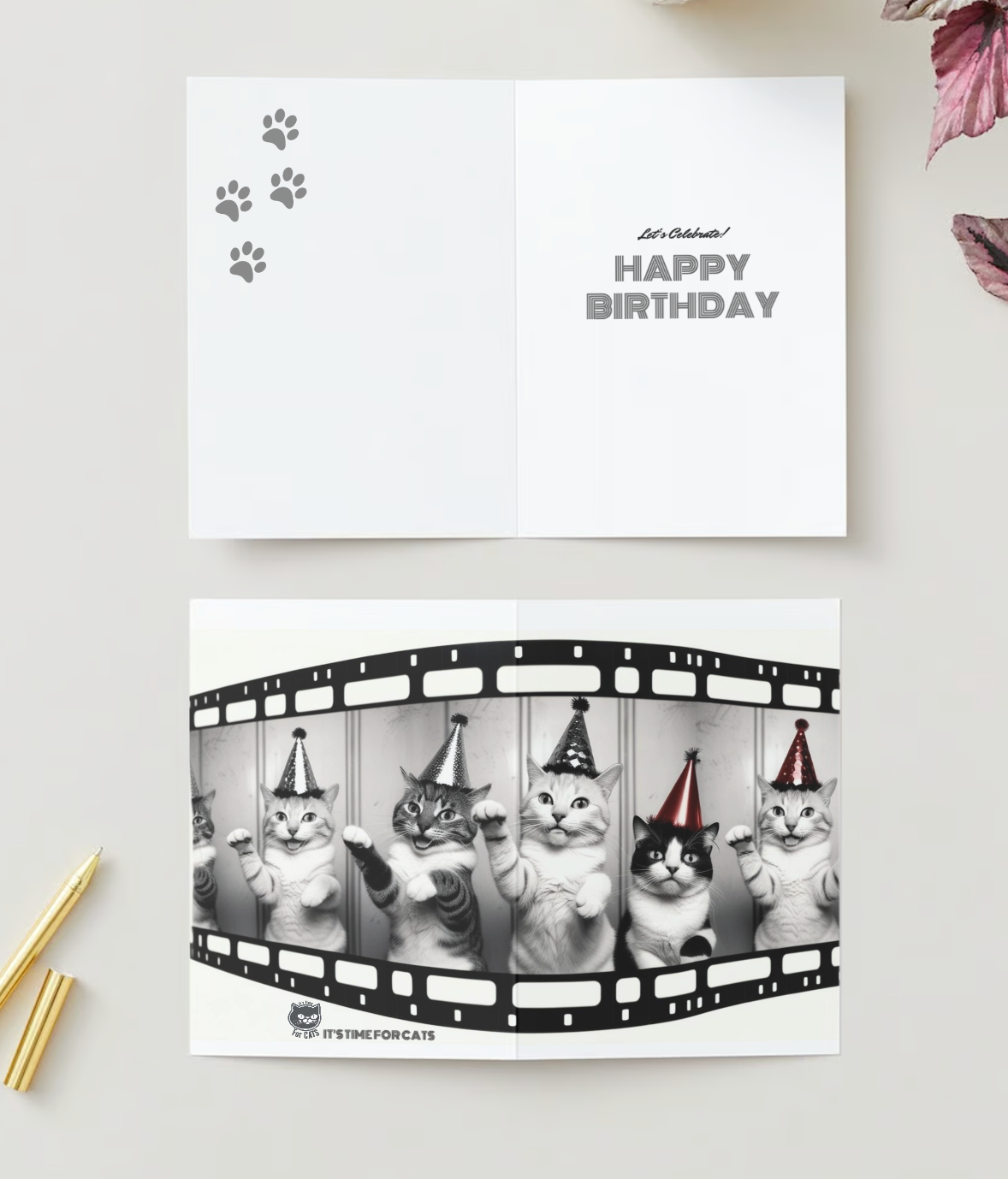 HAPPY BIRTHDAY CATS Pack of 10 Greeting Cards (US & CA)