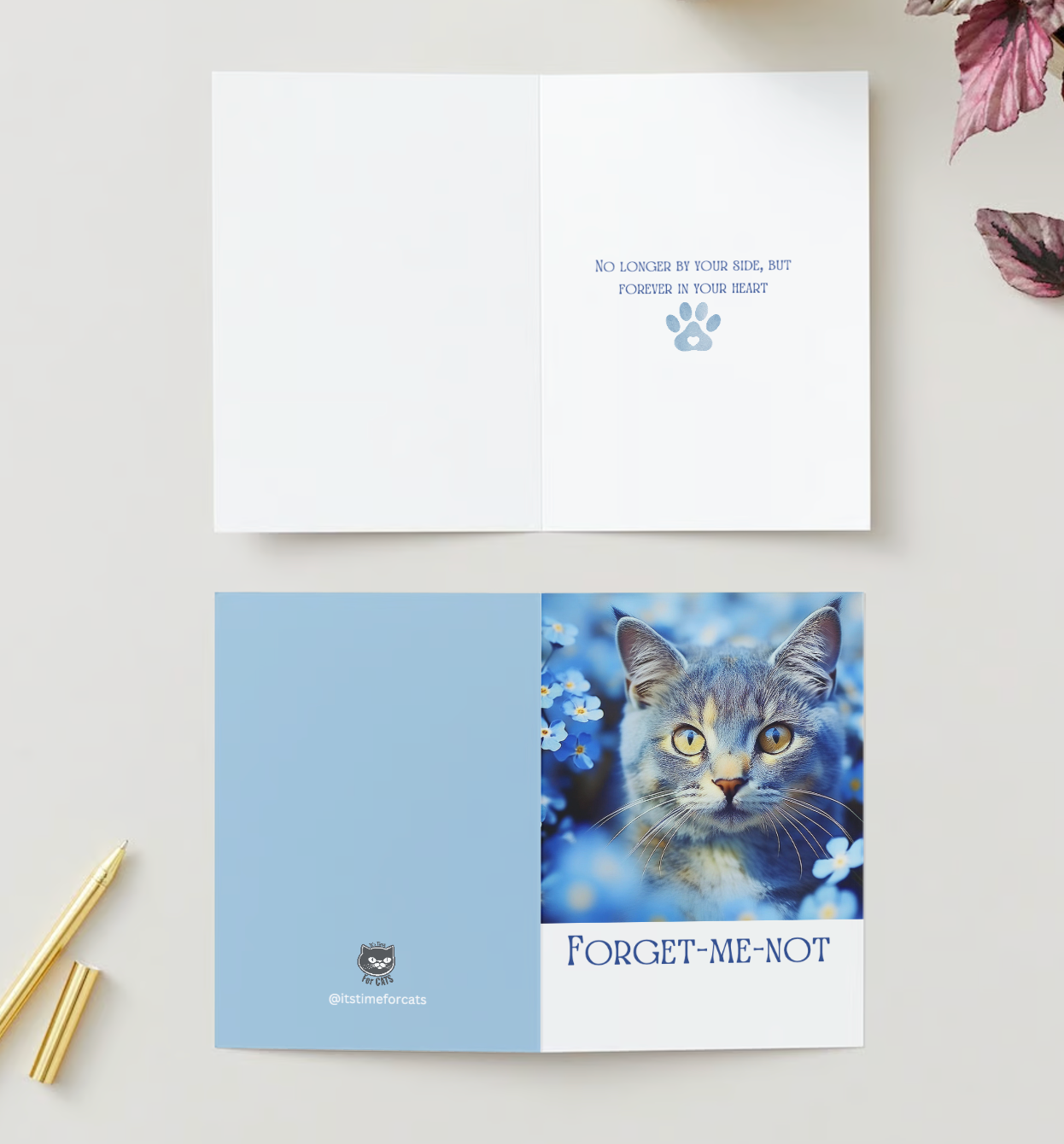 FORGET ME NOT – Cat Sympathy & Remembrance Greeting Cards (US and CA)