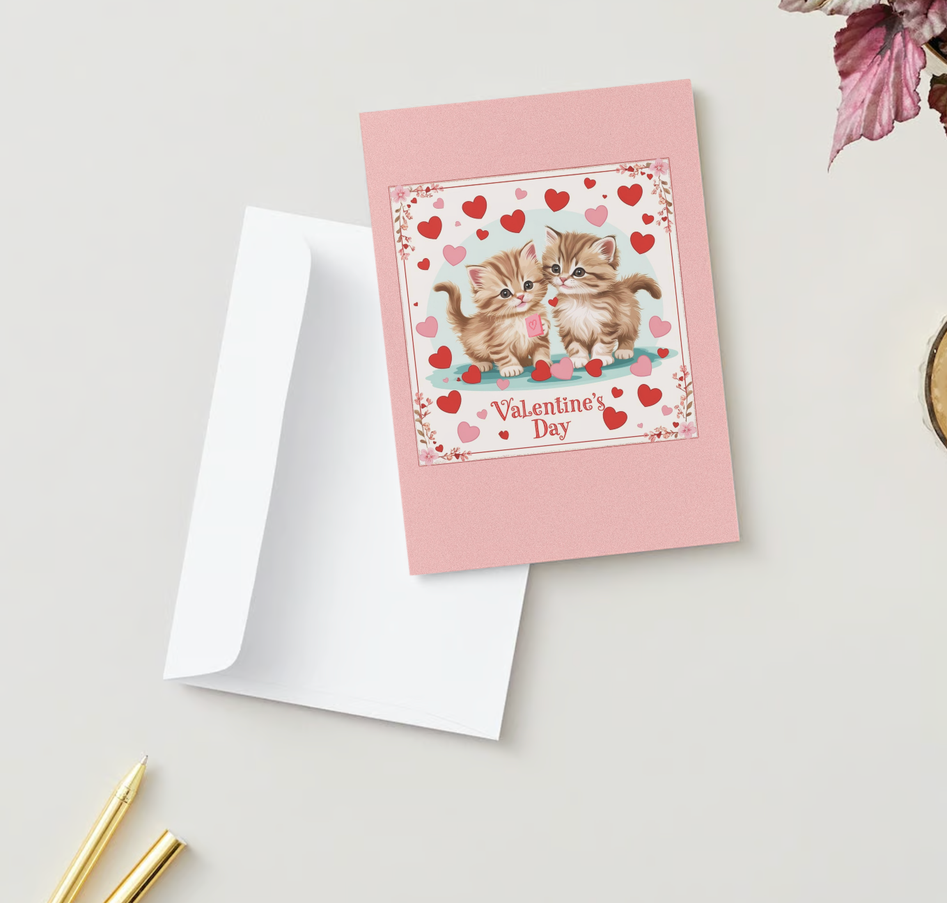 SWEET TABBY KITTENS Pack of 10 Valentine's Day Greeting Cards (US & CA)