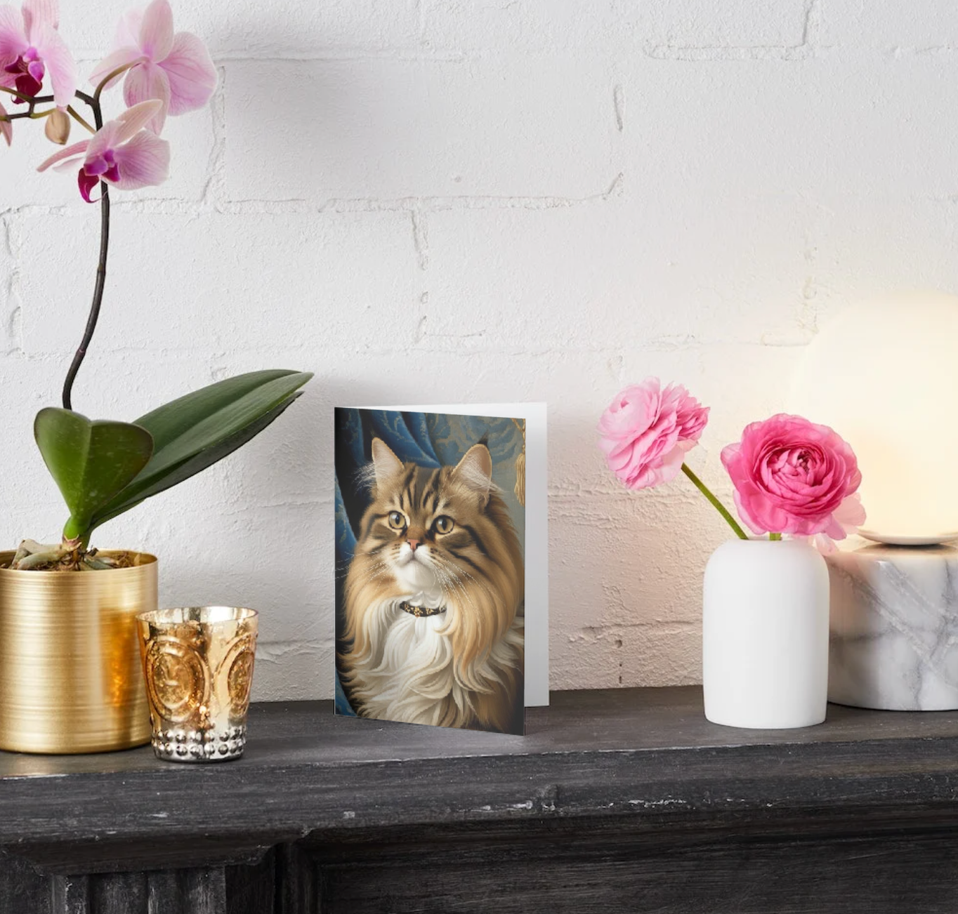 PORTRAIT TABBY CAT Greeting Cards – Elegant XOXO Design (Pack of 10)