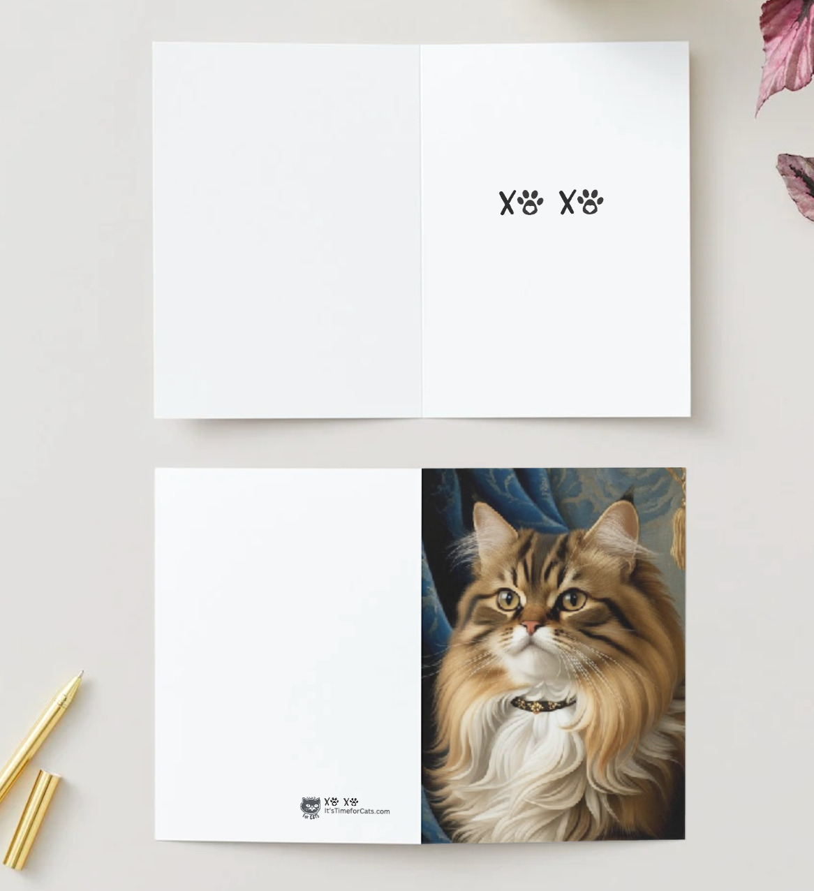 PORTRAIT TABBY CAT Greeting Cards – Elegant XOXO Design (Pack of 10)