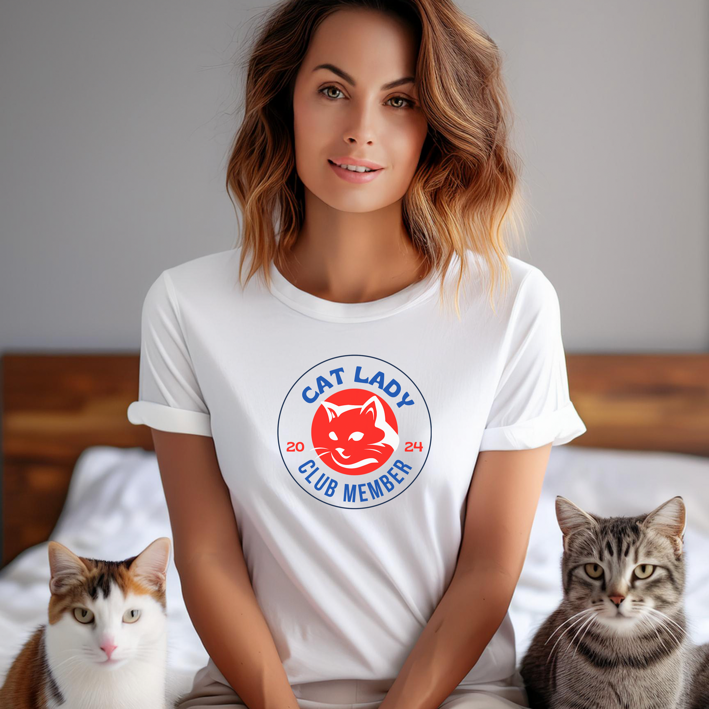 CAT LADY CLUB 2024 (Premium Unisex Crewneck T-Shirt)