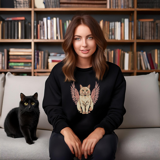 ANGEL WINGED CAT (Classic Unisex Crewneck Sweatshirt)