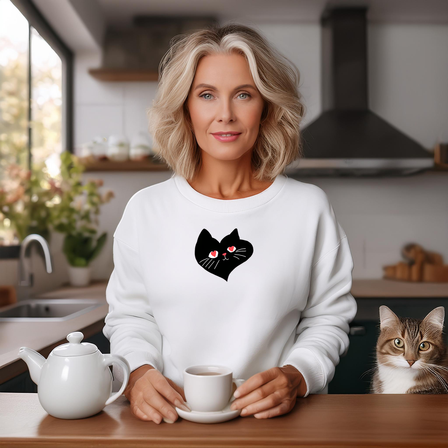 VALENTINE HEART CAT (Classic Unisex Crewneck Sweatshirt)
