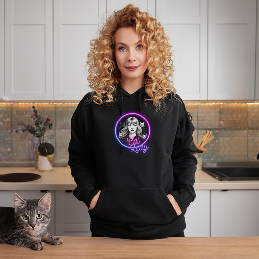 CAT LADY - NEON (Classic Unisex Pullover Hoodie)