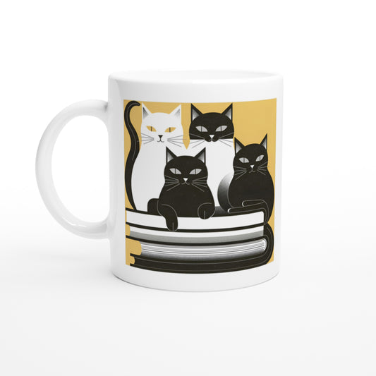CAT BOOK CLUB White 11oz Ceramic Mug