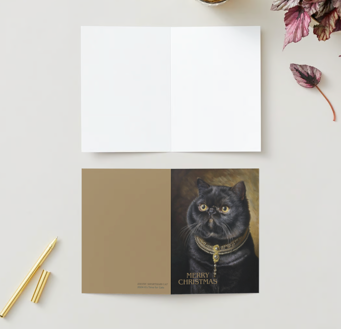 EXOTIC SHORTHAIR CAT Pack of 10 Christmas Greeting Cards (US & CA)