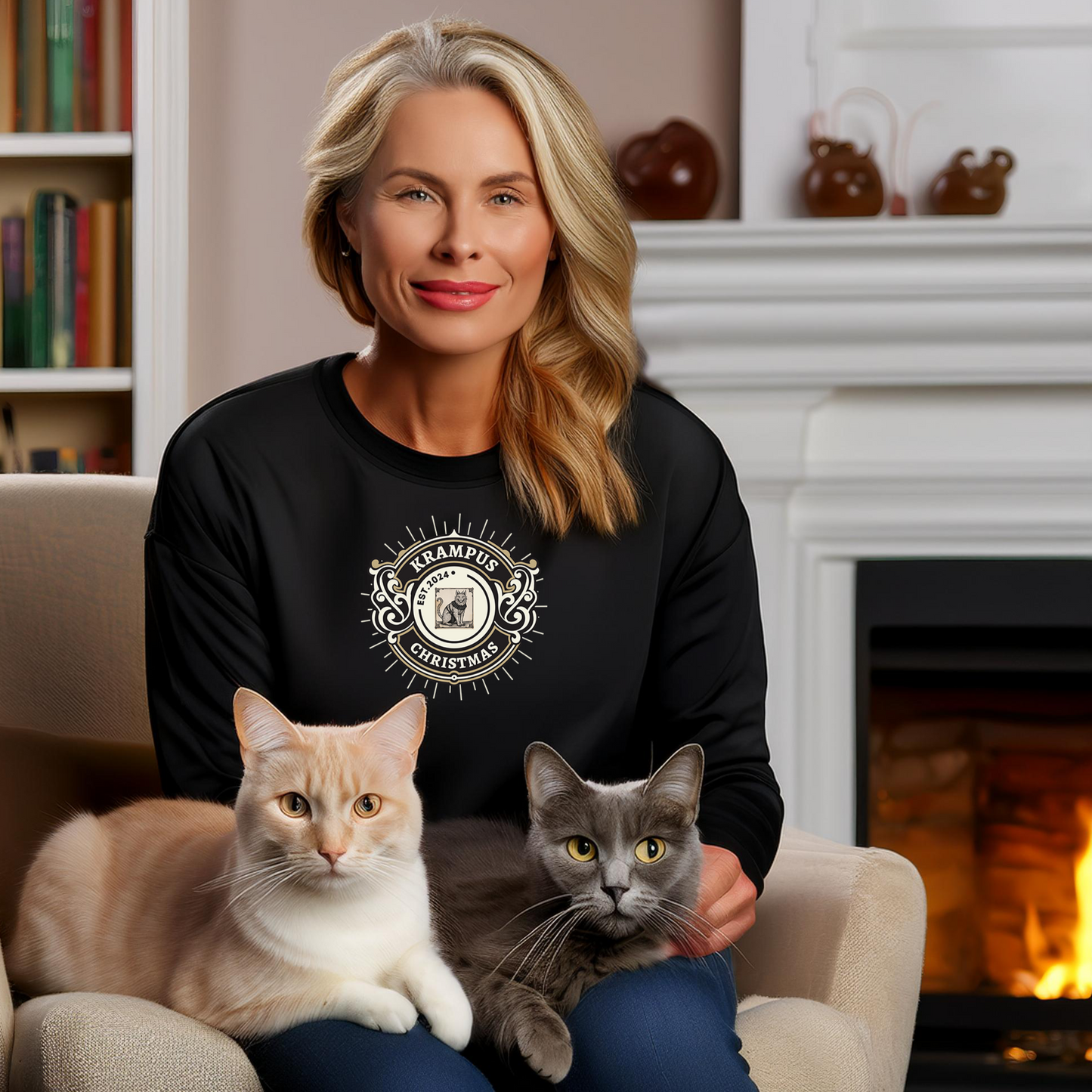 KRAMPUS CAT CHRISTMAS (Classic Unisex Crewneck Sweatshirt)